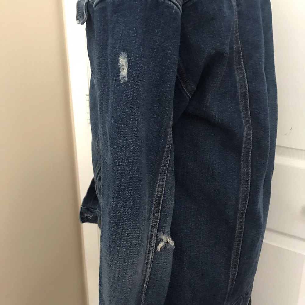 Free People Oversized Distressed Denim Jacket - Picture 14 of 16